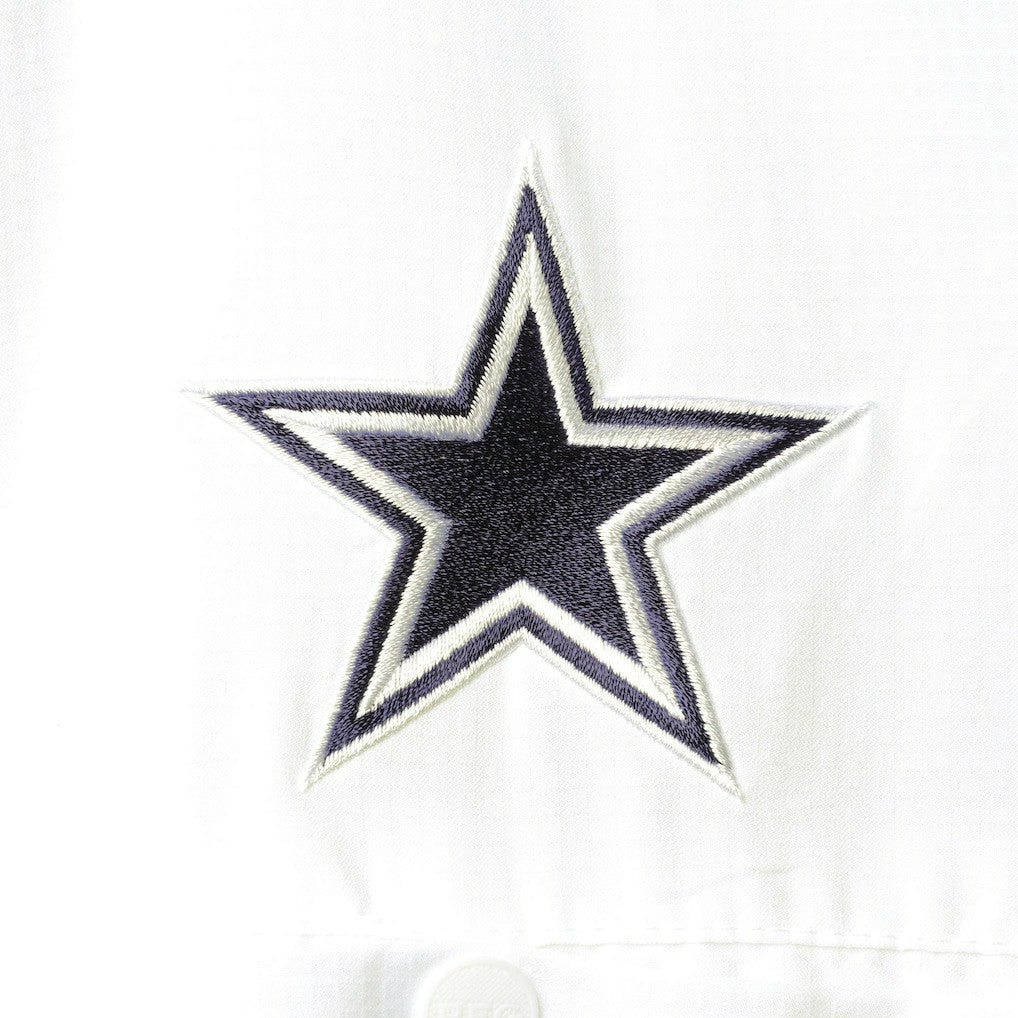 Dallas Cowboys Tamiami Omni-Shade Button-Down Short Sleeve Shirt - White - Columbia
