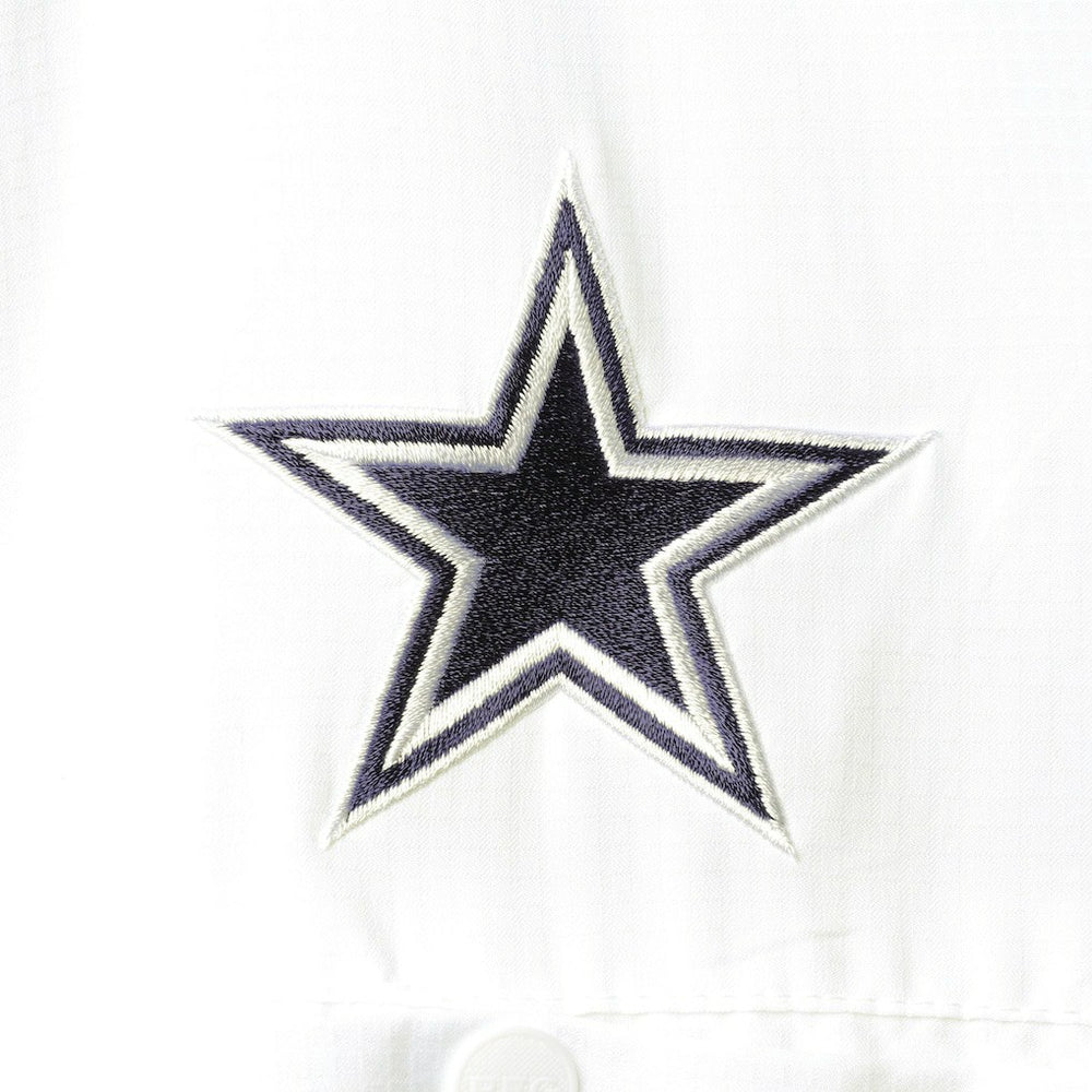 Dallas Cowboys Tamiami Omni-Shade Button-Down Short Sleeve Shirt - White - Columbia