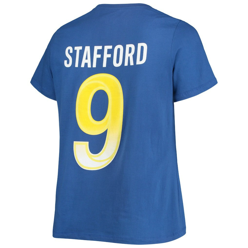 Matthew Stafford Los Angeles Rams Women's Plus Size Player Name & Number V-Neck T-Shirt - Royal - Fanatics
