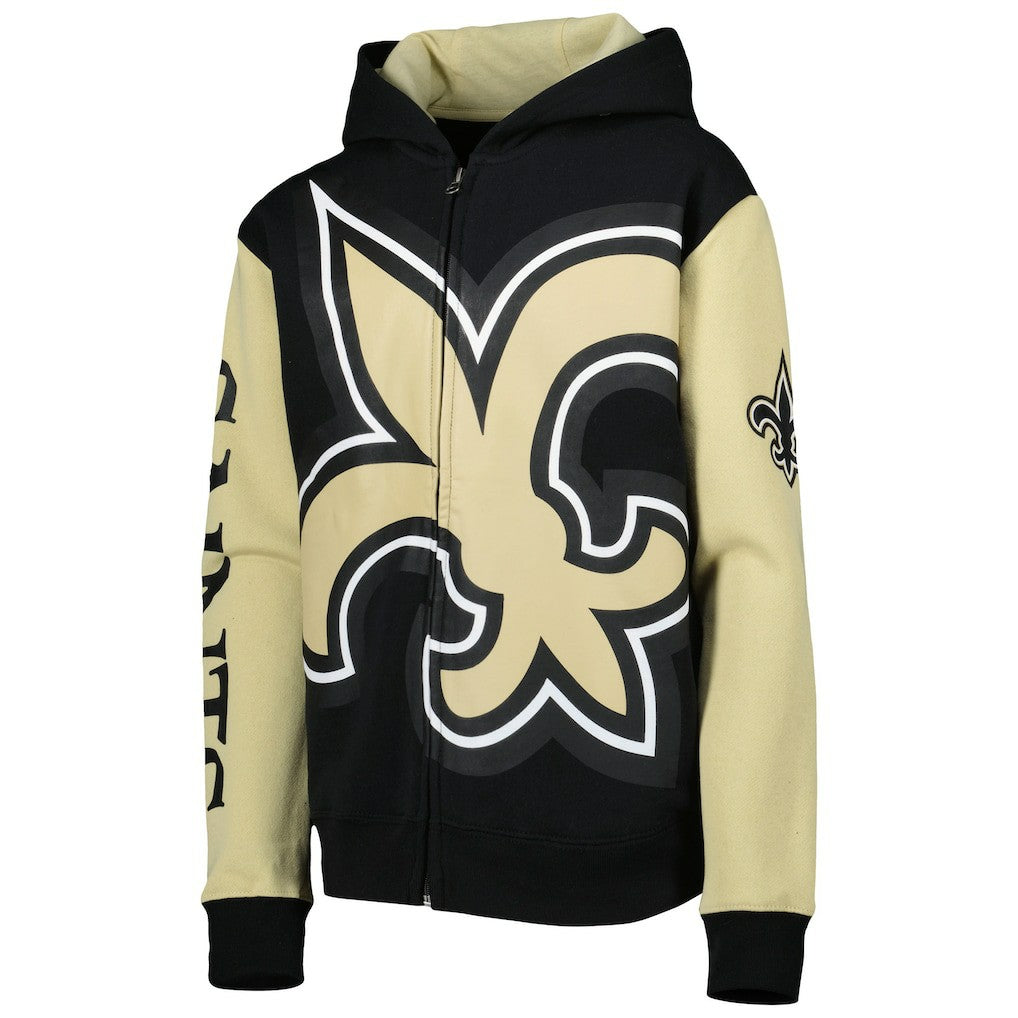 New Orleans Saints Youth Poster Board Full-Zip Hoodie - Black/Gold - NFL