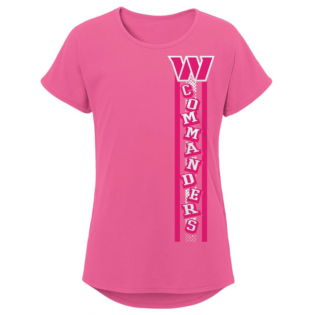 Washington Commanders Girls Youth Logo Fair Catch Dolman T-Shirt - Pink - NFL