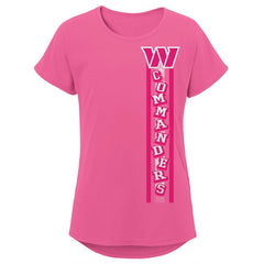 Washington Commanders Girls Youth Logo Fair Catch Dolman T-Shirt - Pink - NFL