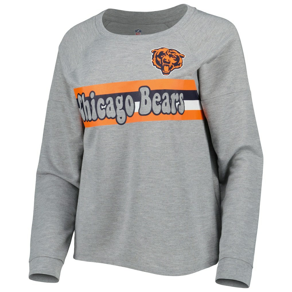 Chicago Bears Juniors All Striped Up Raglan Long Sleeve T-Shirt - Heathered Gray - NFL