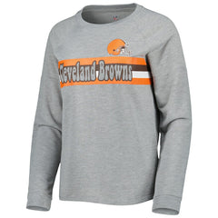 Cleveland Browns Juniors All Striped Up Raglan Long Sleeve T-Shirt - Heathered Gray - NFL