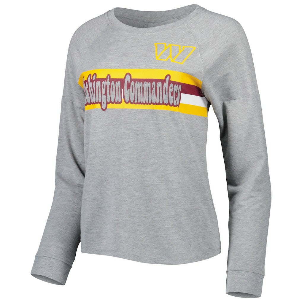 Washington Commanders Juniors All Striped Up Raglan Long Sleeve T-Shirt - Heathered Gray - NFL