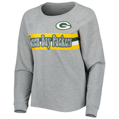 Green Bay Packers Juniors All Striped Up Raglan Long Sleeve T-Shirt - Heathered Gray - NFL