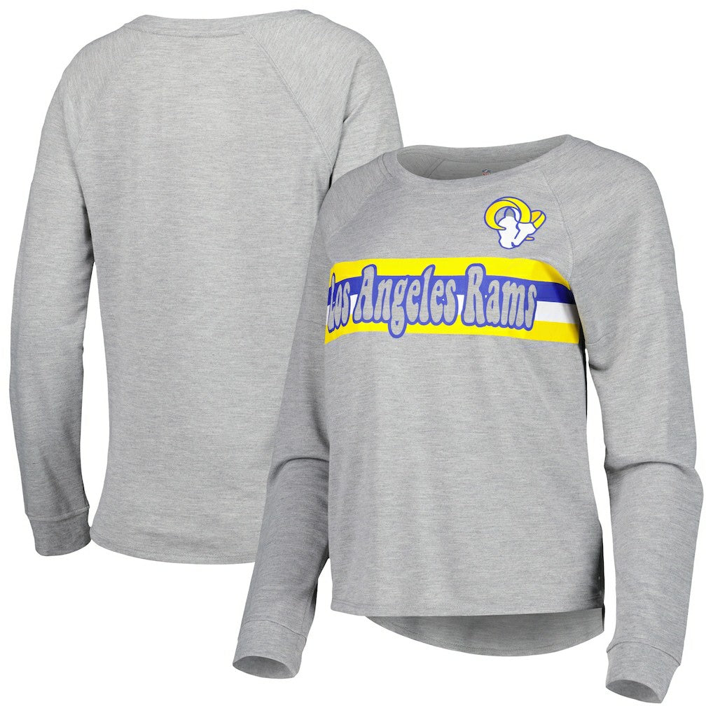 Los Angeles Rams Juniors All Striped Up Raglan Long Sleeve T-Shirt - Heathered Gray - NFL