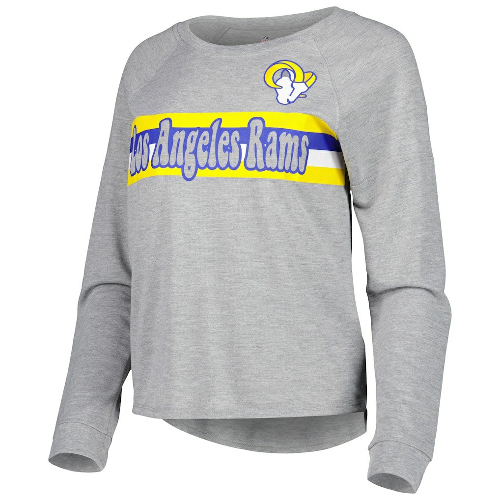 Los Angeles Rams Juniors All Striped Up Raglan Long Sleeve T-Shirt - Heathered Gray - NFL