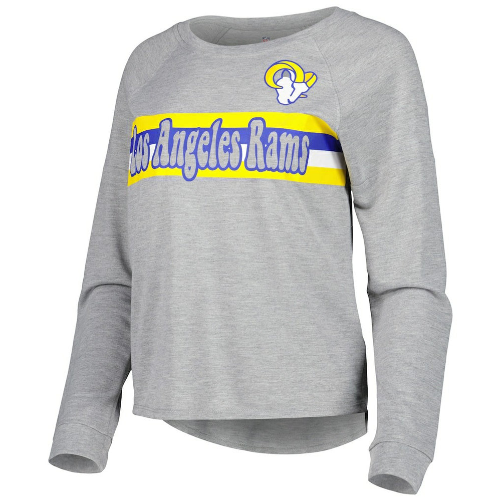 Los Angeles Rams Juniors All Striped Up Raglan Long Sleeve T-Shirt - Heathered Gray - NFL