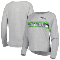 Seattle Seahawks Juniors All Striped Up Raglan Long Sleeve T-Shirt - Heathered Gray - NFL