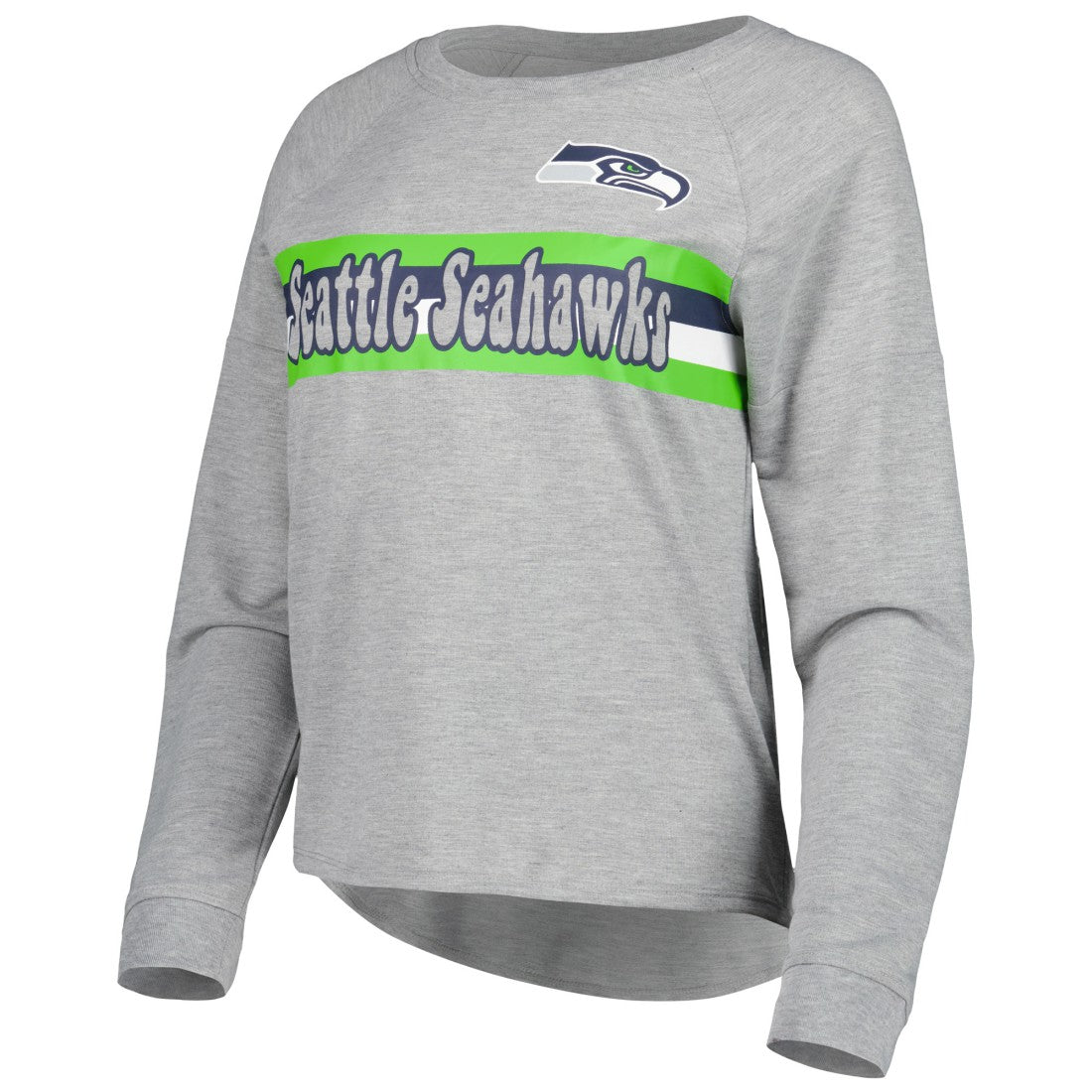 Seattle Seahawks Juniors All Striped Up Raglan Long Sleeve T-Shirt - Heathered Gray - NFL