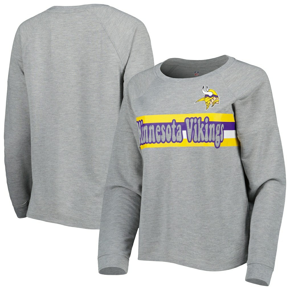Minnesota Vikings Juniors All Striped Up Raglan Long Sleeve T-Shirt - Heathered Gray - NFL