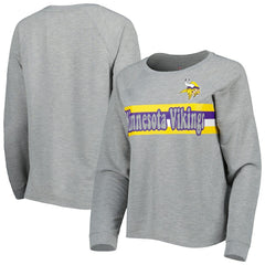 Minnesota Vikings Juniors All Striped Up Raglan Long Sleeve T-Shirt - Heathered Gray - NFL