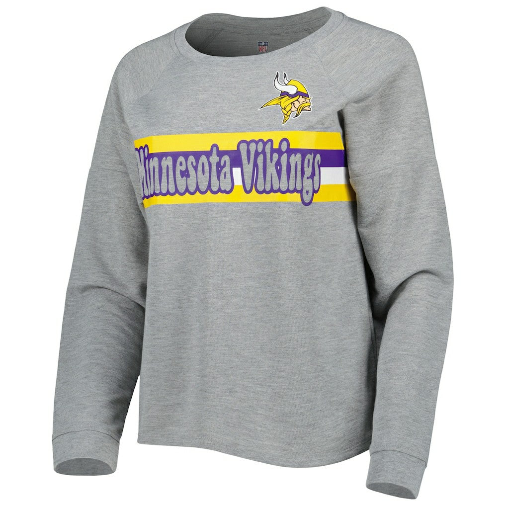 Minnesota Vikings Juniors All Striped Up Raglan Long Sleeve T-Shirt - Heathered Gray - NFL