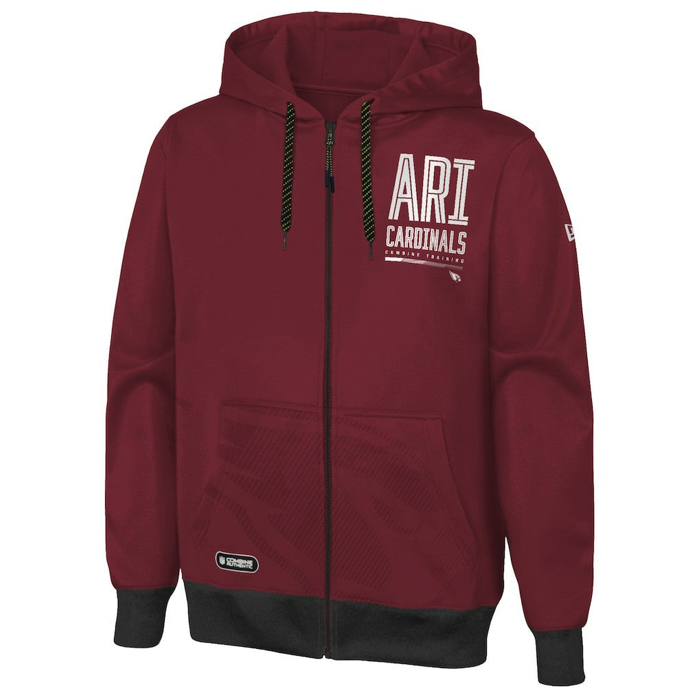 Arizona Cardinals New Era Combine Authentic Drop Back Full-Zip Hoodie - Cardinal - NFL