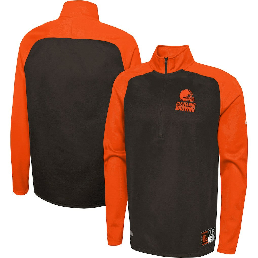 Cleveland Browns New Era Combine Authentic O-Line Raglan Half-Zip Jacket - Brown - NFL