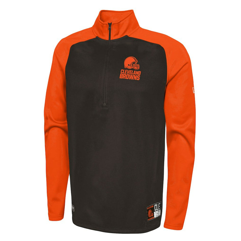 Cleveland Browns New Era Combine Authentic O-Line Raglan Half-Zip Jacket - Brown - NFL