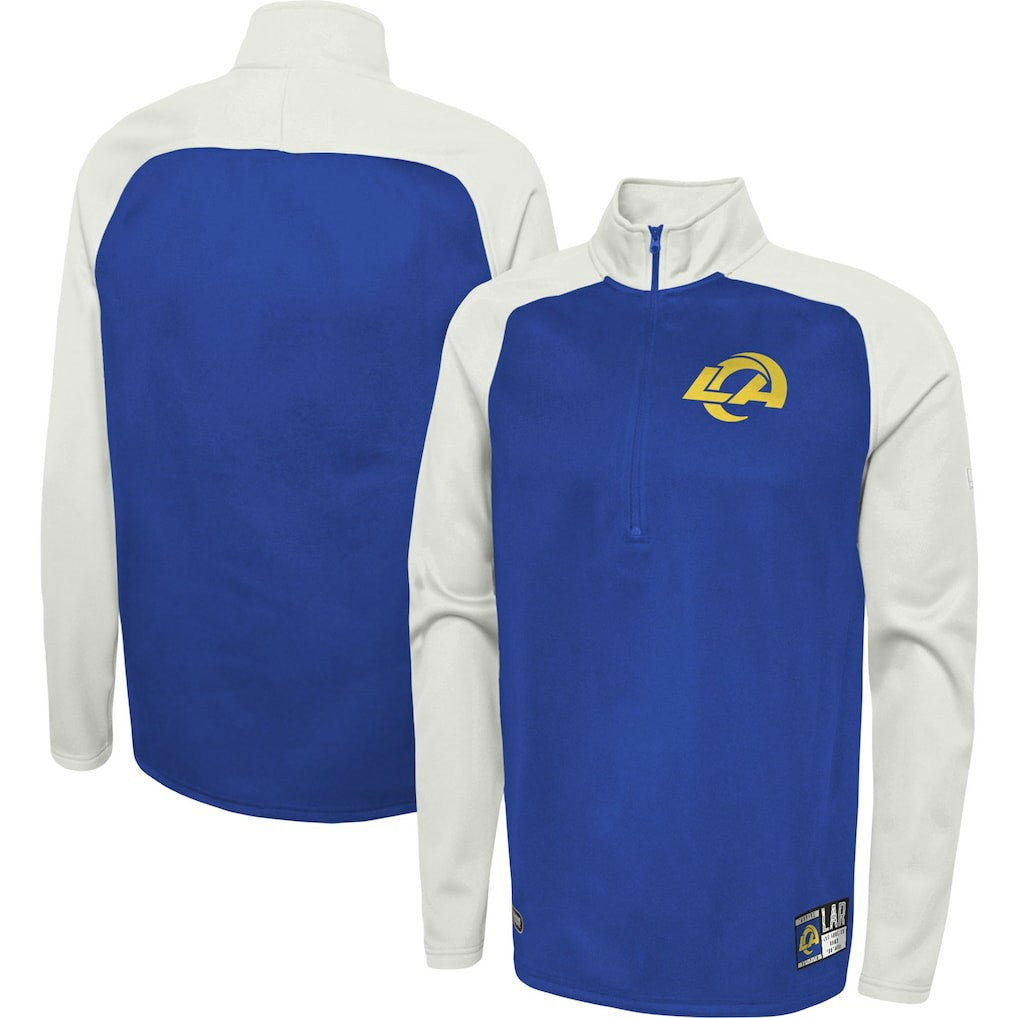 Los Angeles Rams New Era Combine Authentic O-Line Raglan Half-Zip Jacket - Royal - NFL