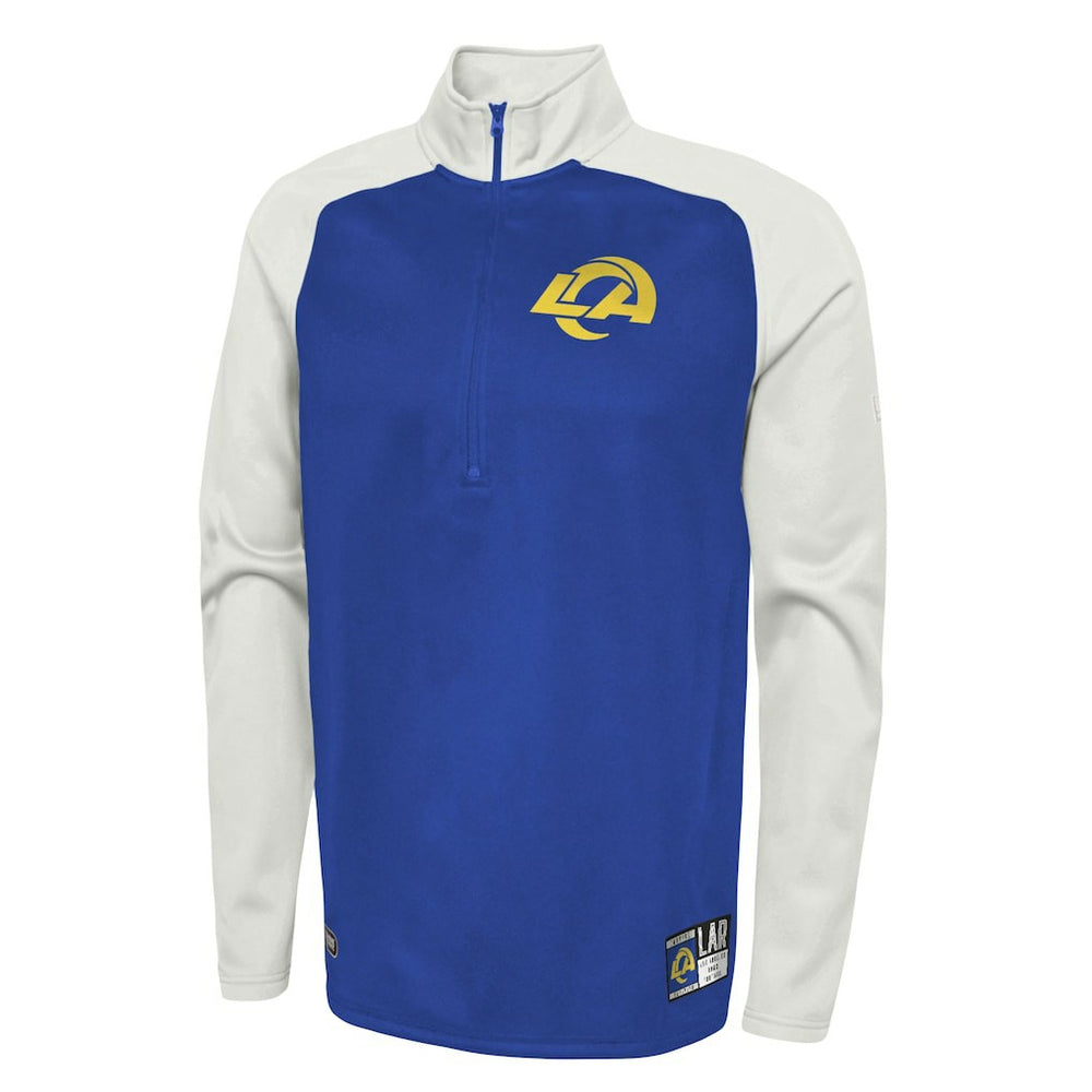 Los Angeles Rams New Era Combine Authentic O-Line Raglan Half-Zip Jacket - Royal - NFL
