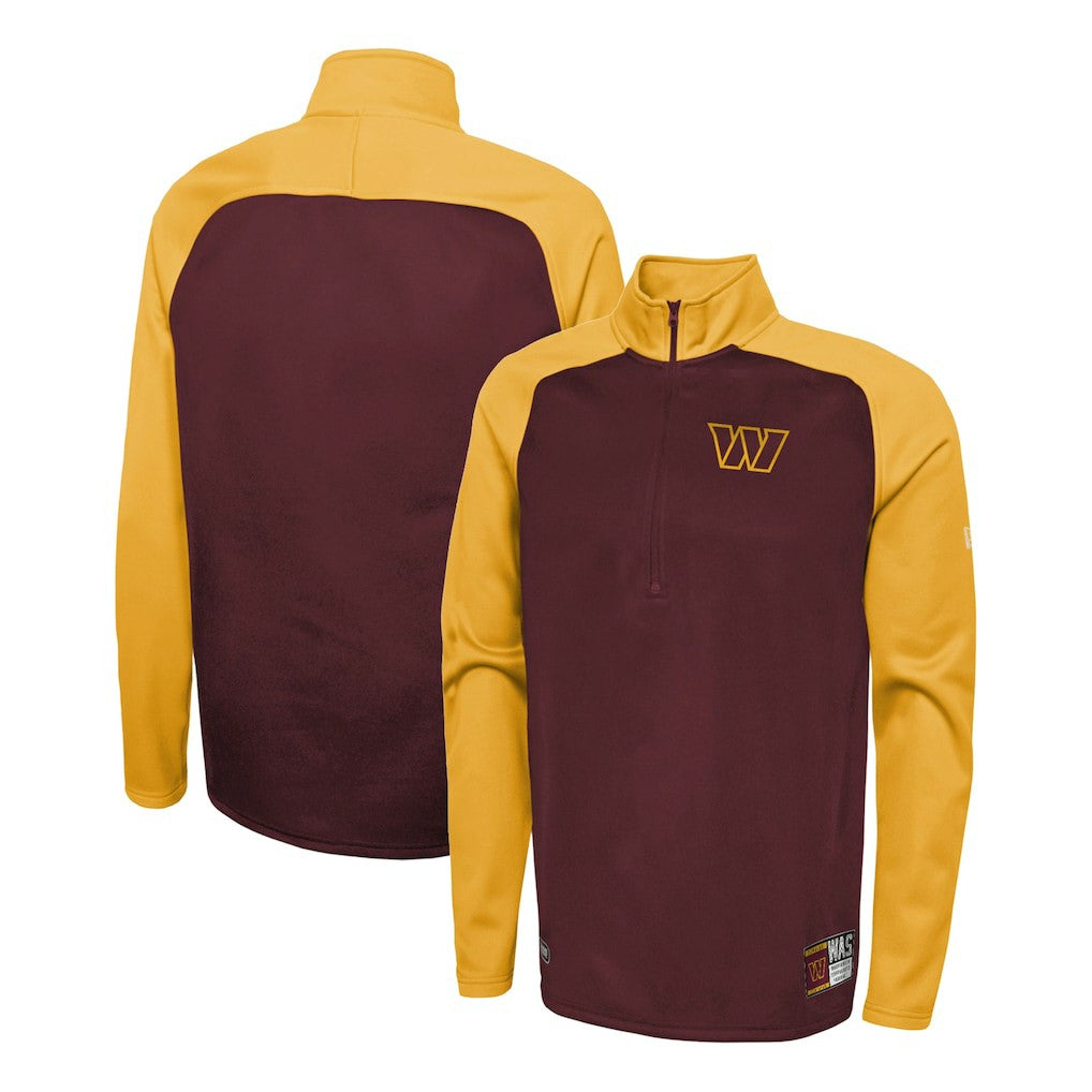 Washington Commanders New Era Combine Authentic O-Line Raglan Half-Zip Jacket - Burgundy - NFL