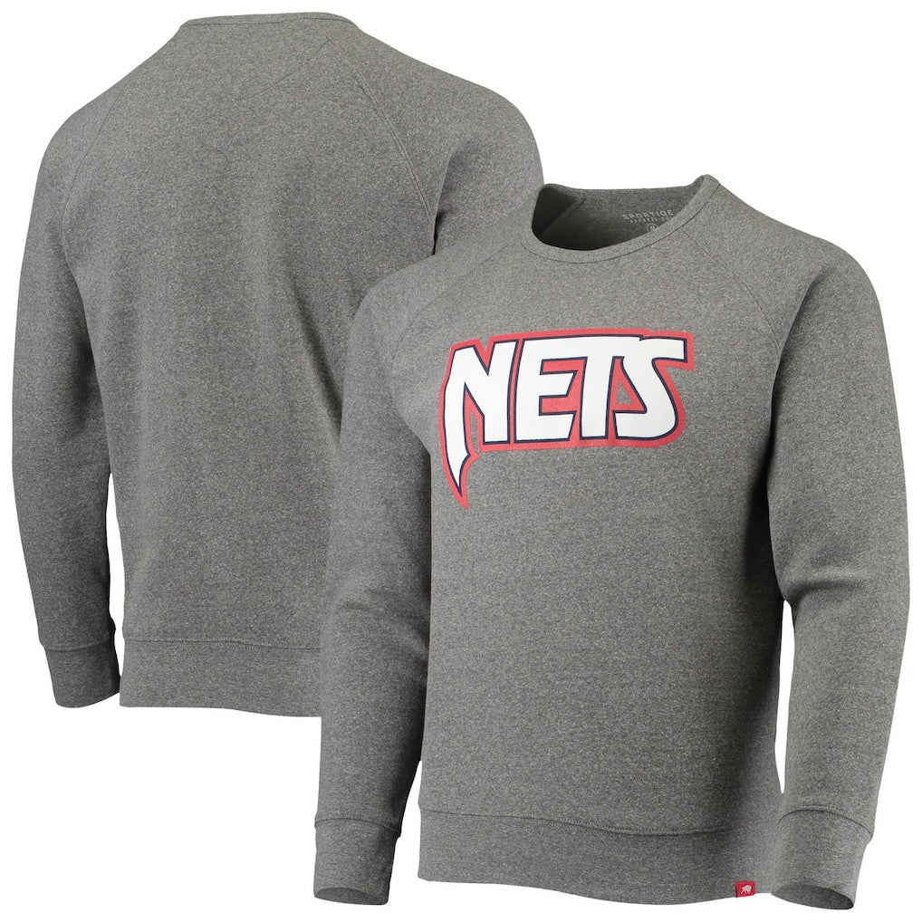 Brooklyn Nets Sportiqe Moments Mixtape Harmon Raglan Pullover Sweatshirt Heathered Gray