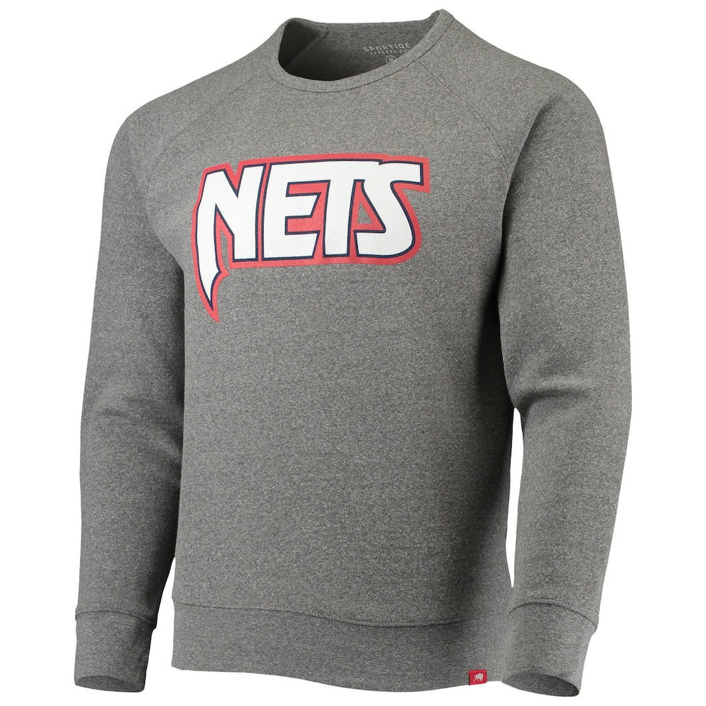 Brooklyn Nets Sportiqe Moments Mixtape Harmon Raglan Pullover Sweatshirt Heathered Gray