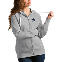 Dallas Cowboys Antigua Women's Victory Full-Zip Hoodie - Heathered Gray - NFL