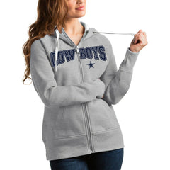 Dallas Cowboys Antigua Women's Team Victory Full-Zip Hoodie - Heathered Gray - NFL