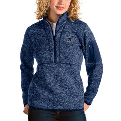Dallas Cowboys Antigua Women's Fortune Half-Zip Pullover Jacket - Heathered Navy - NFL