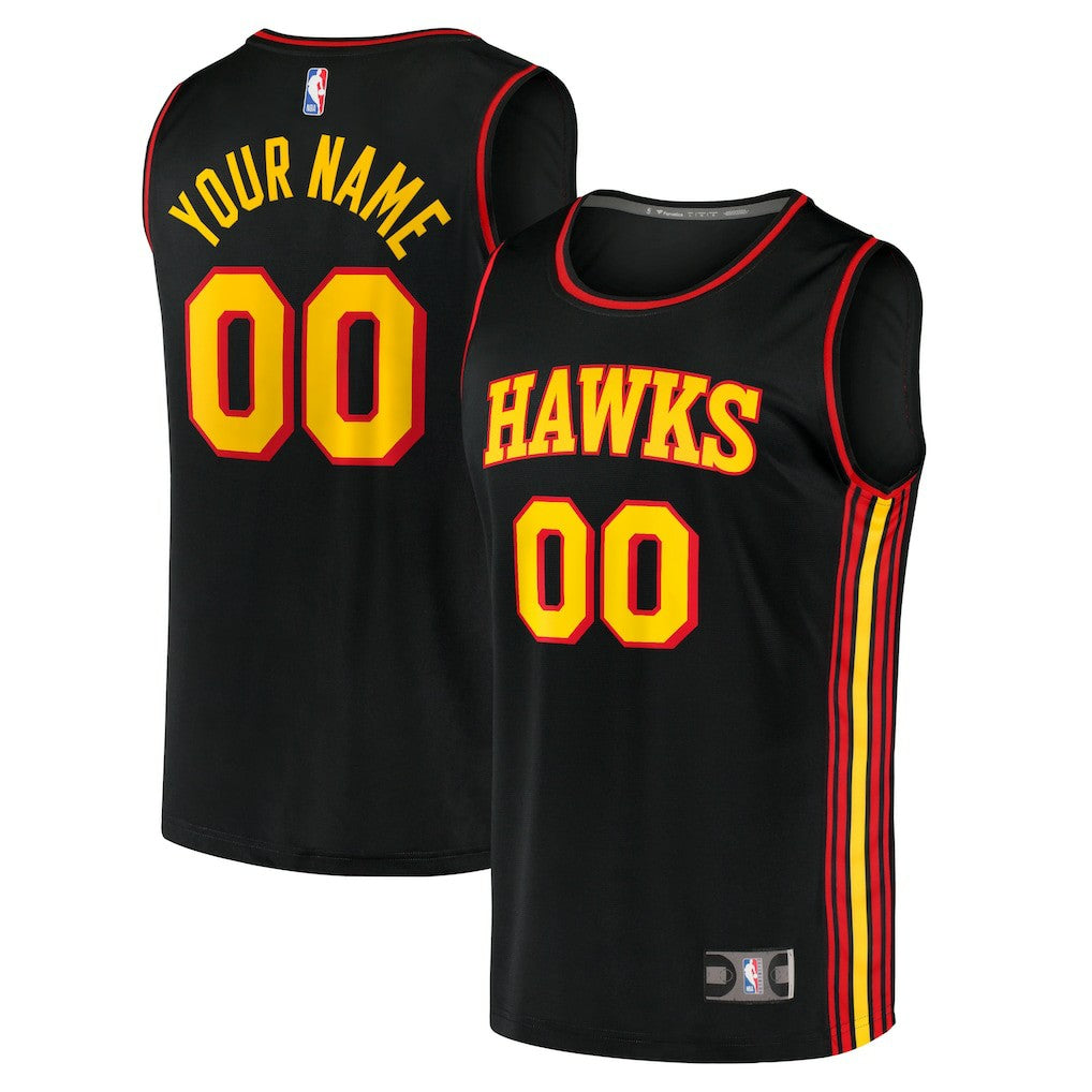 Fanatics Atlanta Hawks Fast Break Replica Custom Jersey Black Statement Edition