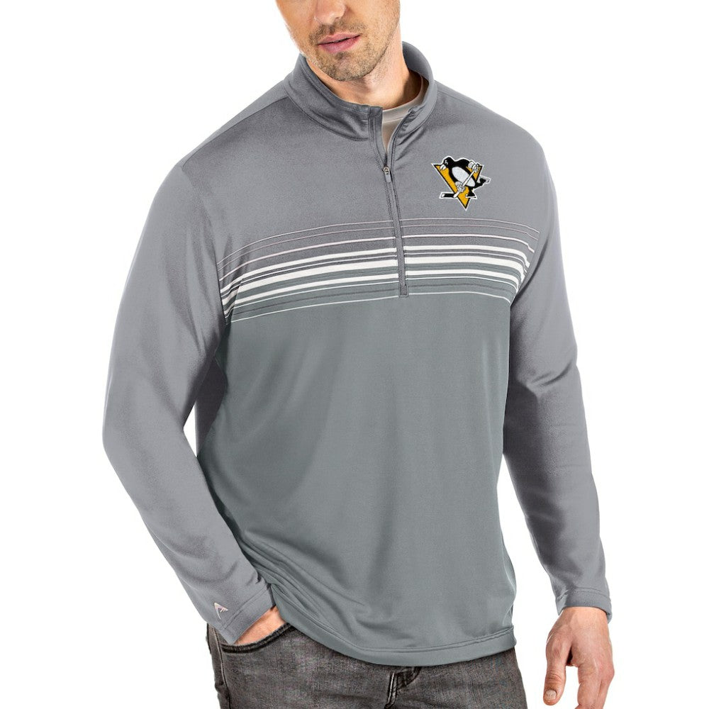 Pittsburgh Penguins Antigua Pace Quarter-Zip Pullover Top - Gray | NHL Clearance