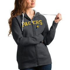 Indiana Pacers Antigua Women's Team Victory Full-Zip Hoodie Charcoal