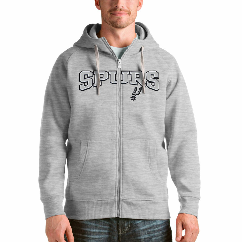 San Antonio Spurs Antigua Victory Full-Zip Hoodie Heathered Gray