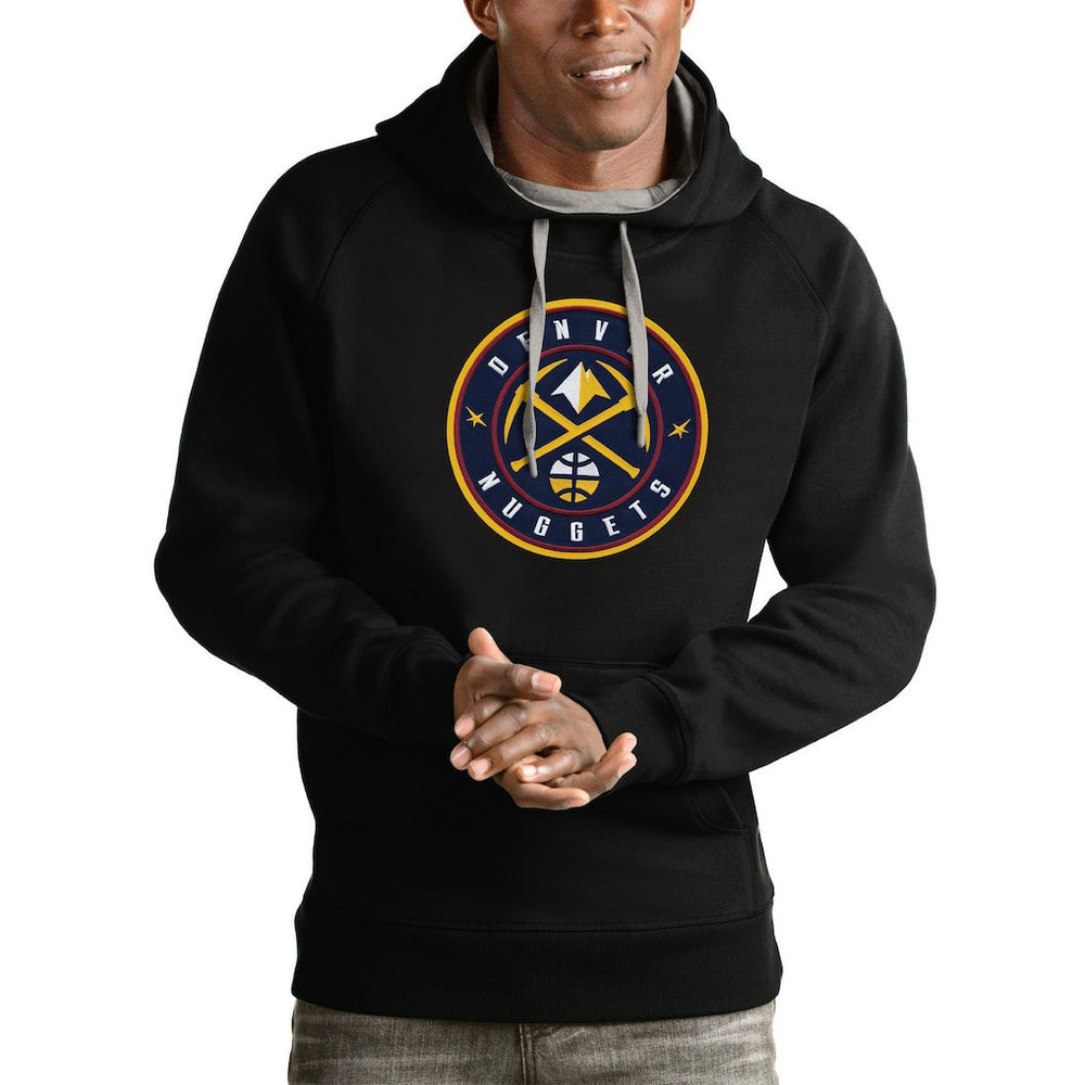 Denver Nuggets Antigua Logo Victory Pullover Hoodie Black