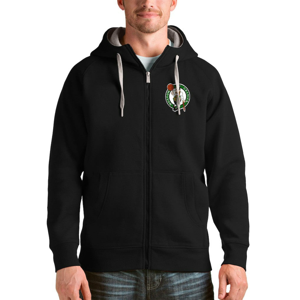 Boston Celtics Antigua Logo Victory Full-Zip Hoodie Black