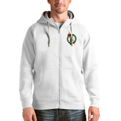 Boston Celtics Antigua Logo Victory Full-Zip Hoodie White