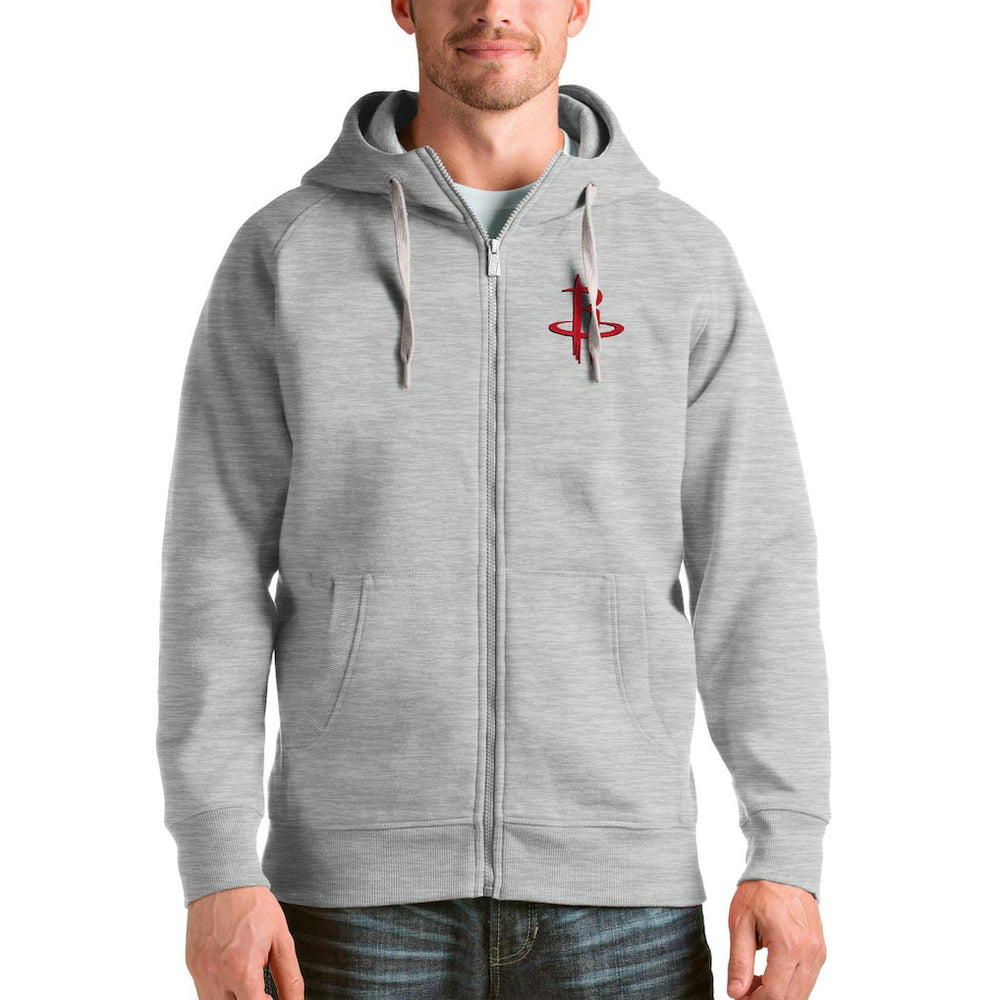 Houston Rockets Antigua Logo Victory Full-Zip Hoodie Heathered Gray
