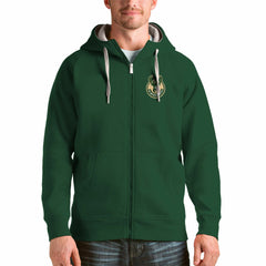Milwaukee Bucks Antigua Logo Victory Full-Zip Hoodie Hunter Green