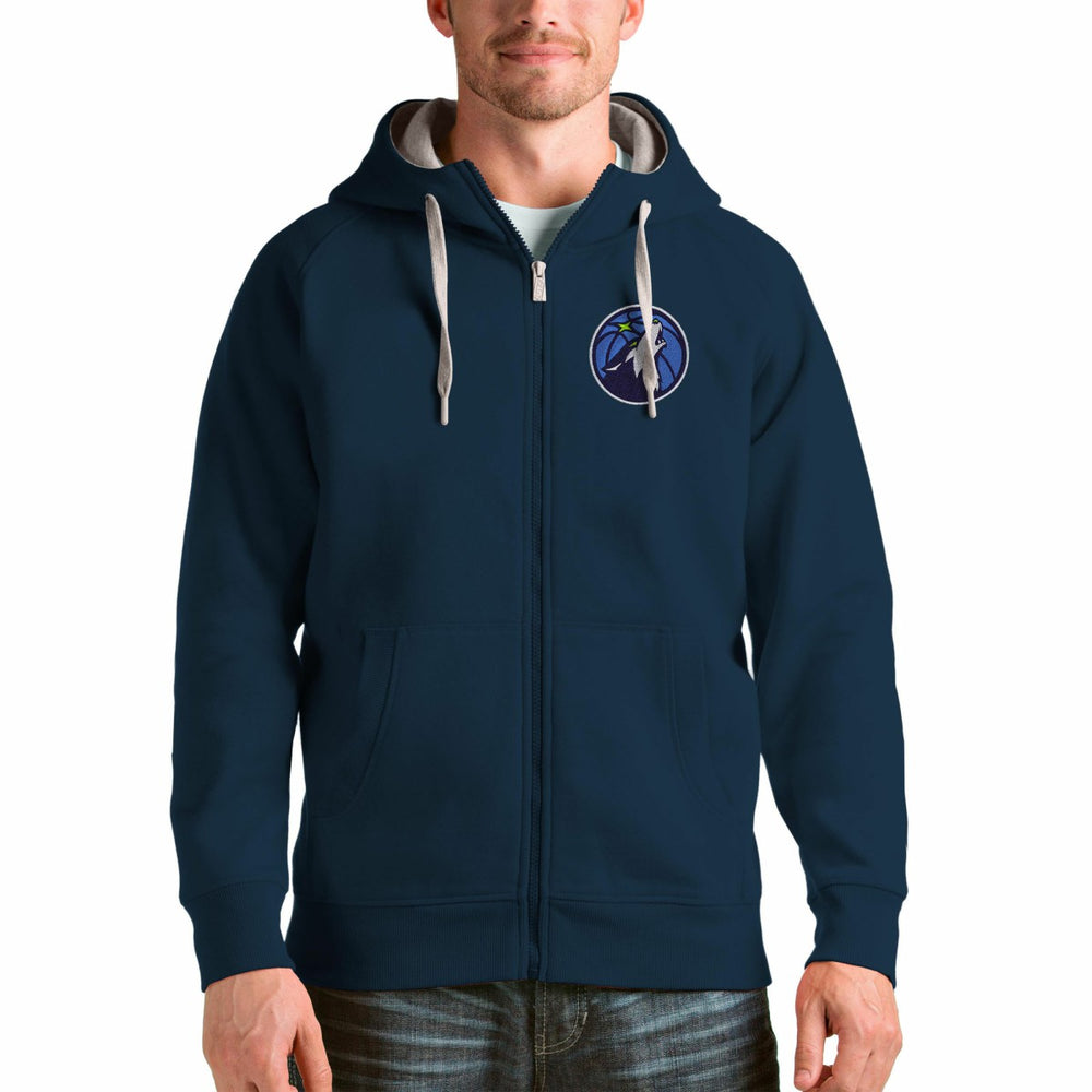 Minnesota Timberwolves Antigua Logo Victory Full-Zip Hoodie Navy