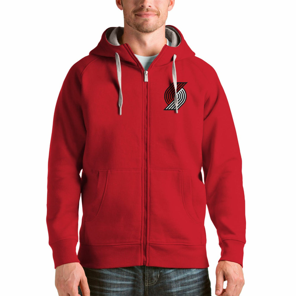 Portland Trail Blazers Antigua Logo Victory Full-Zip Hoodie Red