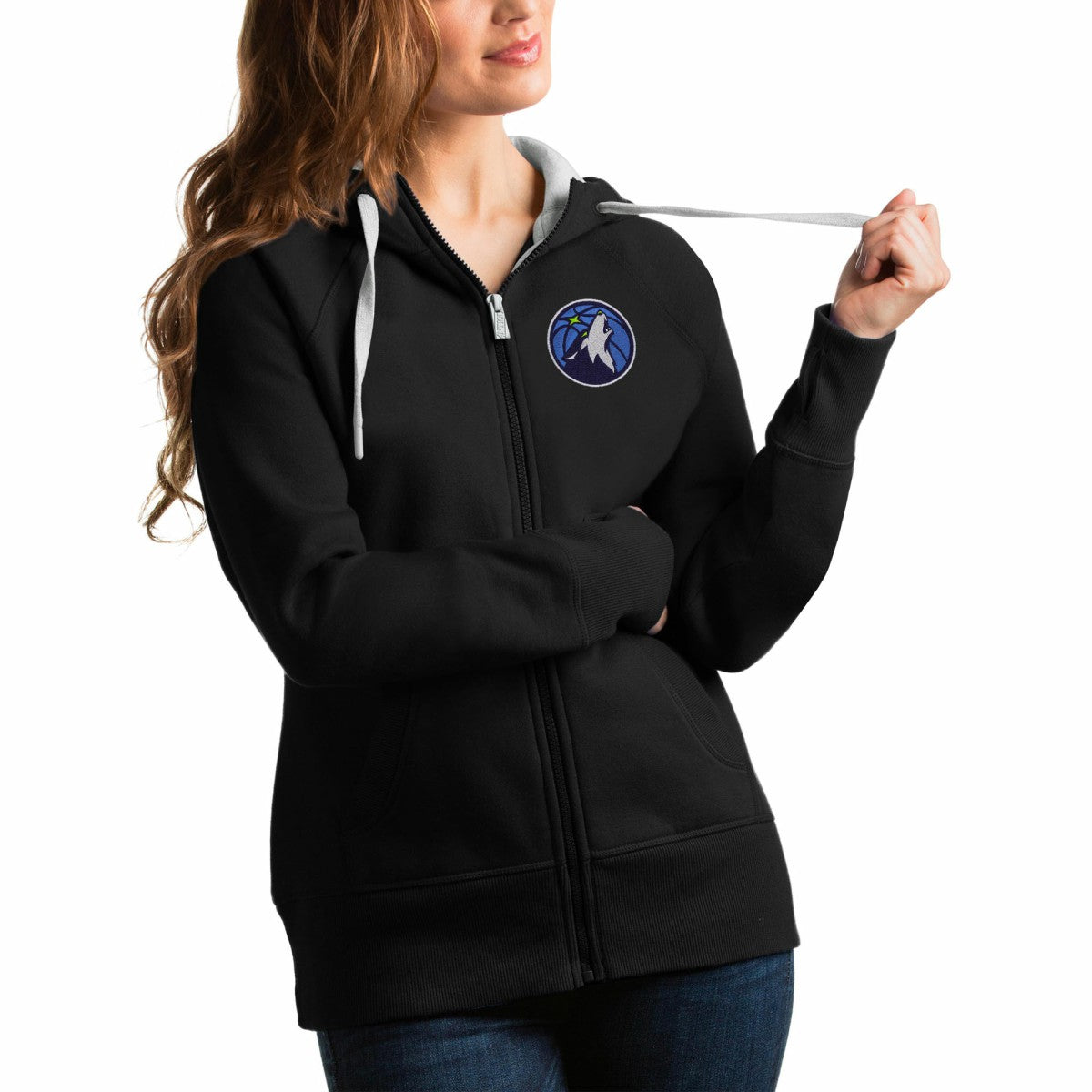 Minnesota Timberwolves Antigua Women's Victory Full-Zip Hoodie Black