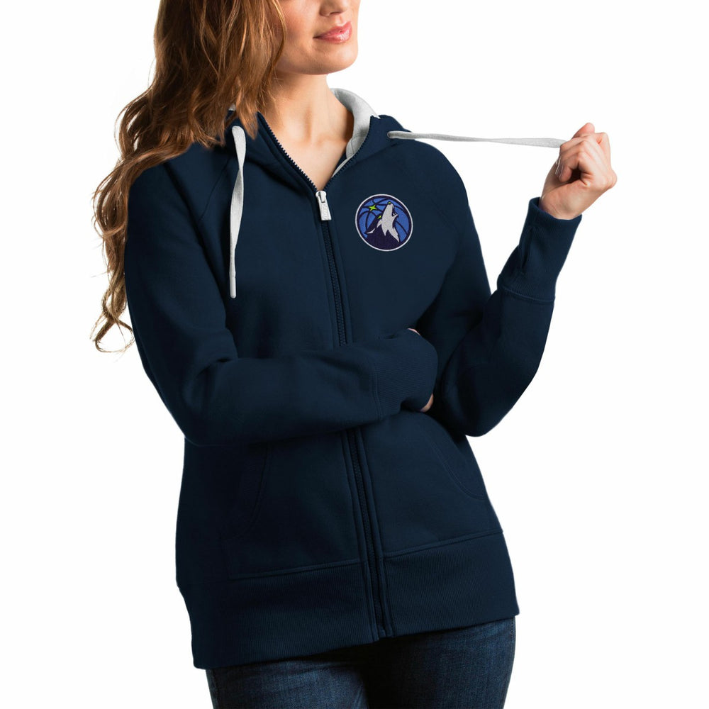 Minnesota Timberwolves Antigua Women's Victory Full-Zip Hoodie Navy