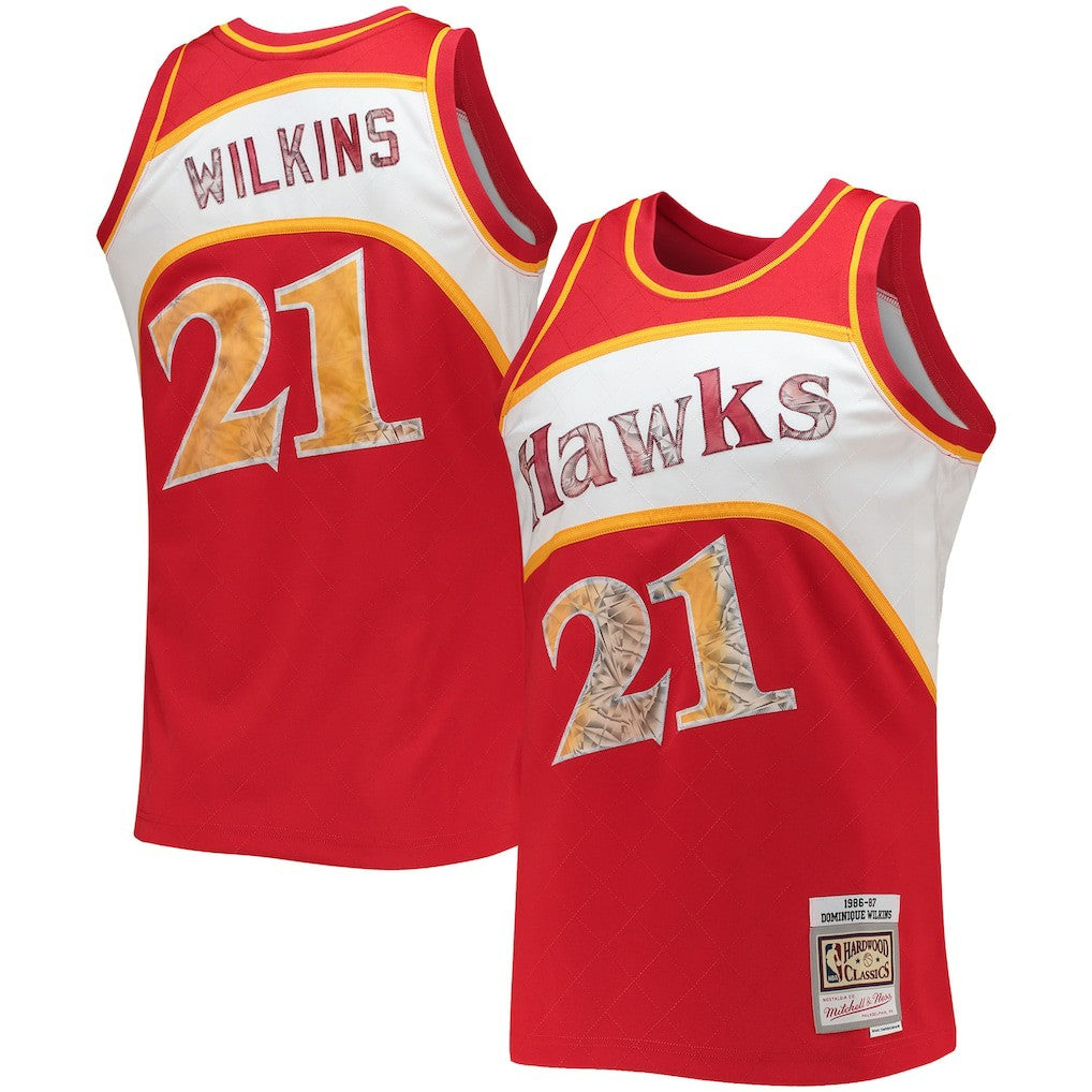 Mitchell & Ness Dominique Wilkins Atlanta Hawks 1986/87 Hardwood Classics NBA 75th Anniversary Diamond Swingman Jersey Red