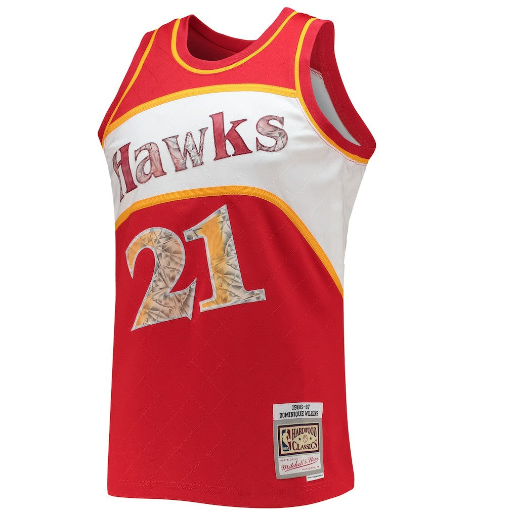 Mitchell & Ness Dominique Wilkins Atlanta Hawks 1986/87 Hardwood Classics NBA 75th Anniversary Diamond Swingman Jersey Red