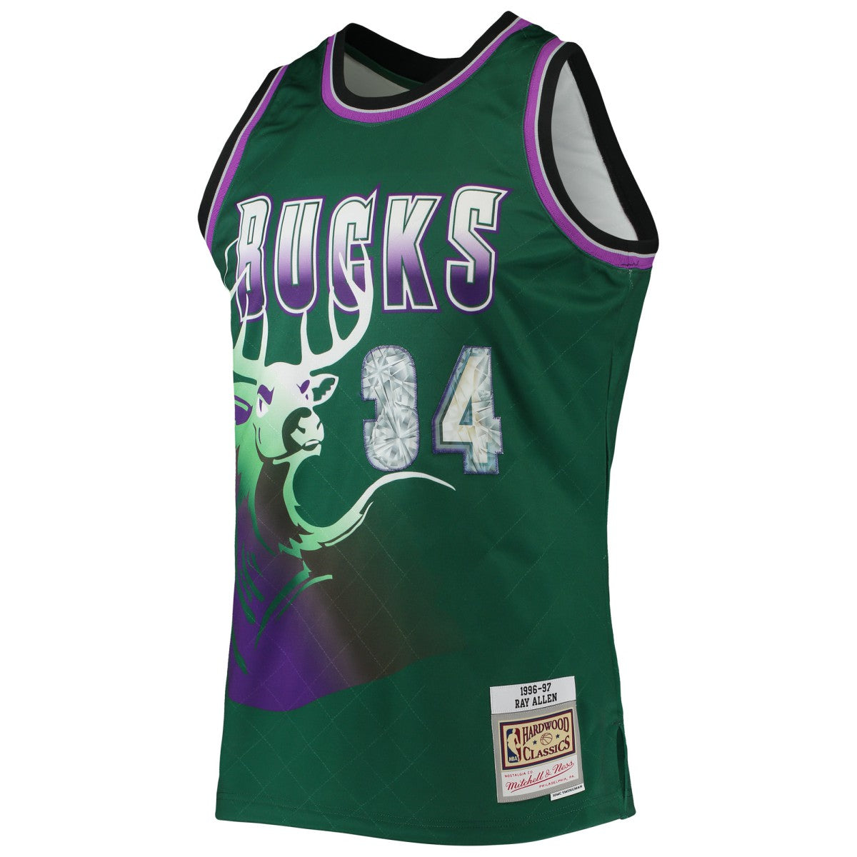 Mitchell & Ness Ray Allen Milwaukee Bucks 1996/97 Hardwood Classics NBA 75th Anniversary Diamond Swingman Jersey Green