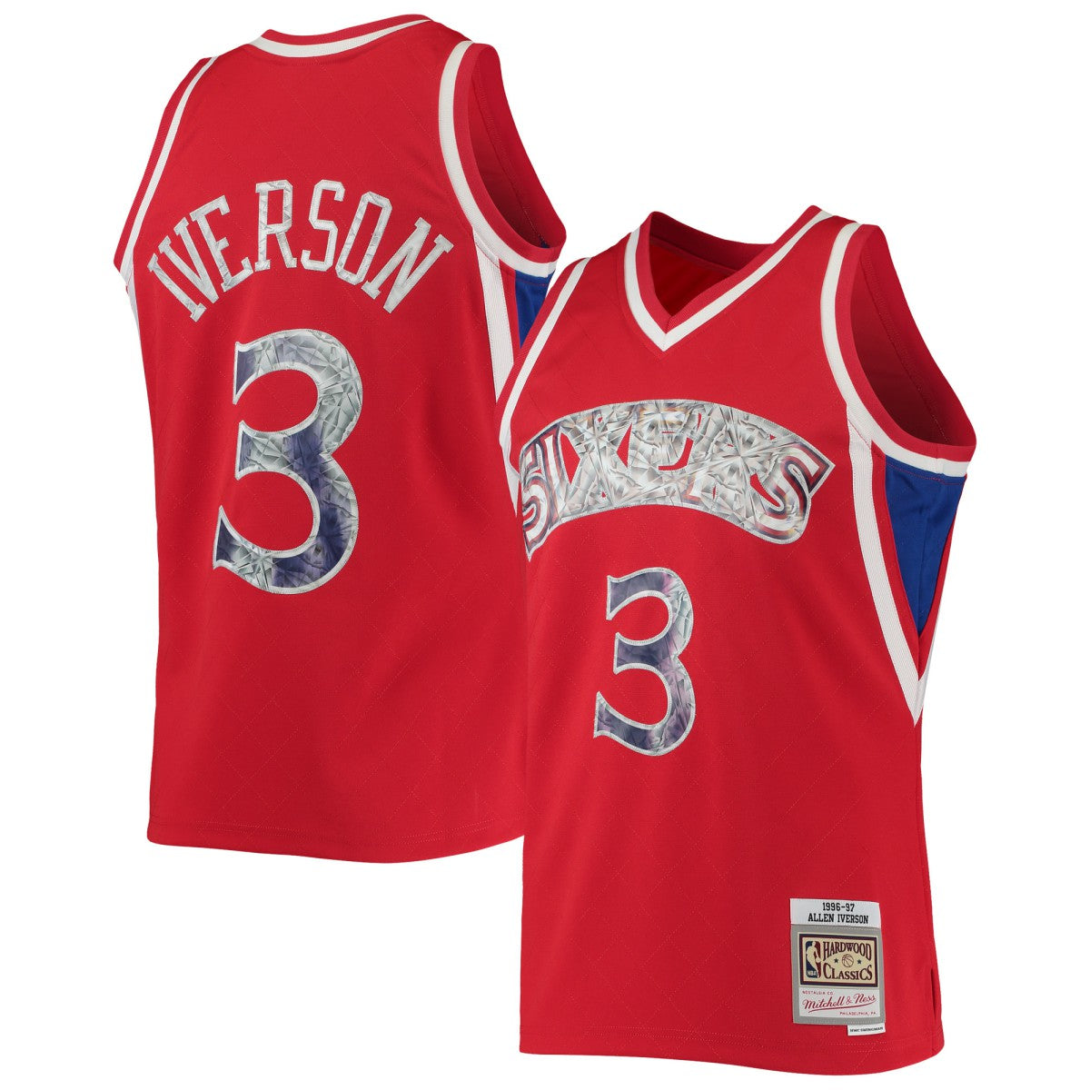 Mitchell & Ness Allen Iverson Philadelphia 76ers 1996/97 Hardwood Classics NBA 75th Anniversary Diamond Swingman Jersey Red