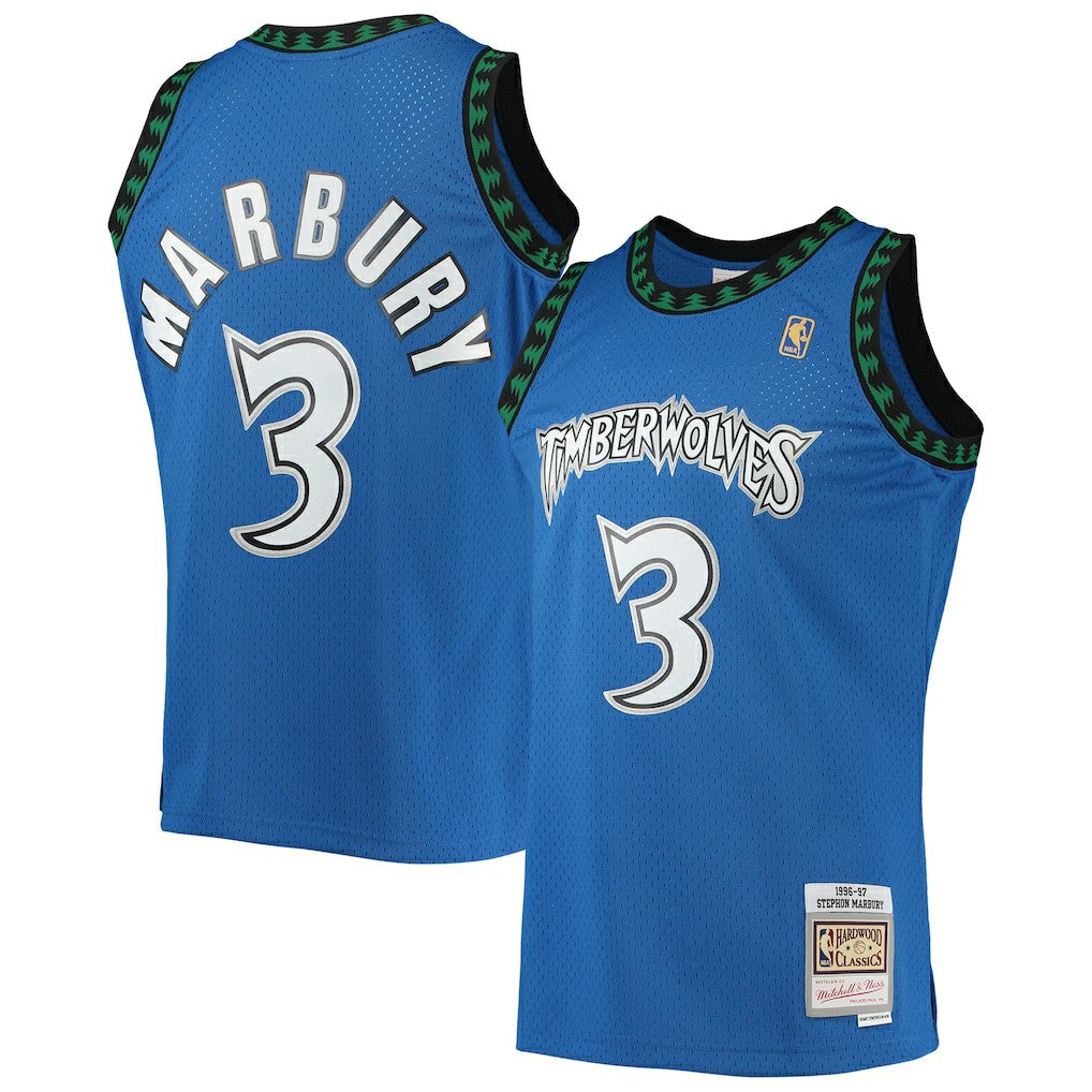 Mitchell & Ness Stephon Marbury Minnesota Timberwolves 1996/97 Hardwood Classics Swingman Jersey Blue