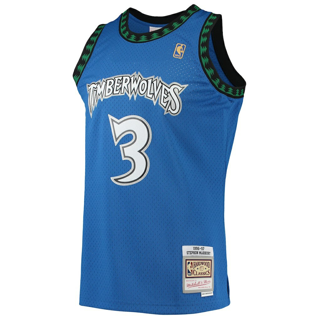 Mitchell & Ness Stephon Marbury Minnesota Timberwolves 1996/97 Hardwood Classics Swingman Jersey Blue