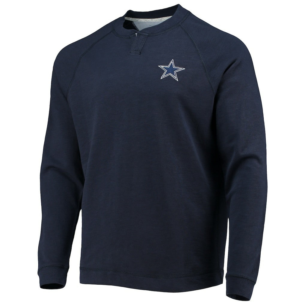 Dallas Cowboys Sunset Slub Raglan Henley Long Sleeve T-Shirt - Navy - Tommy Bahama