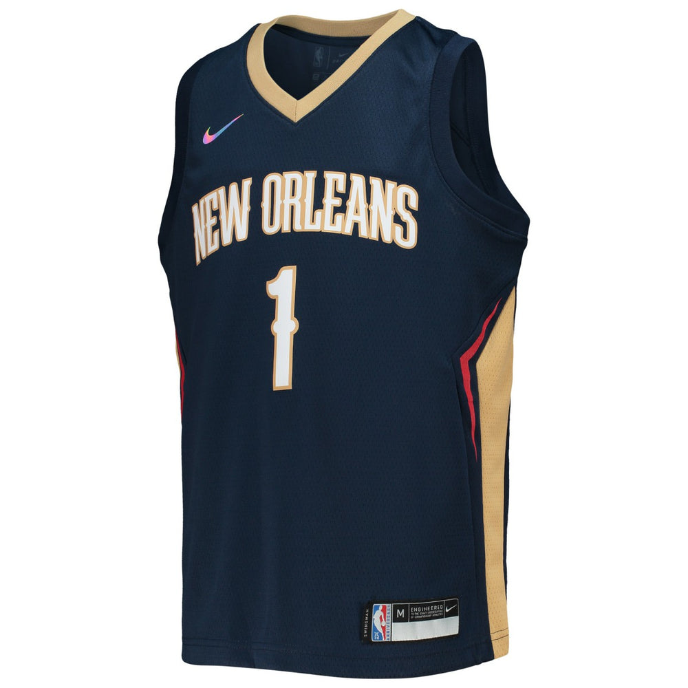 Nike Zion Williamson New Orleans Pelicans Youth 2021/22 Diamond Swingman Jersey Icon Edition Navy